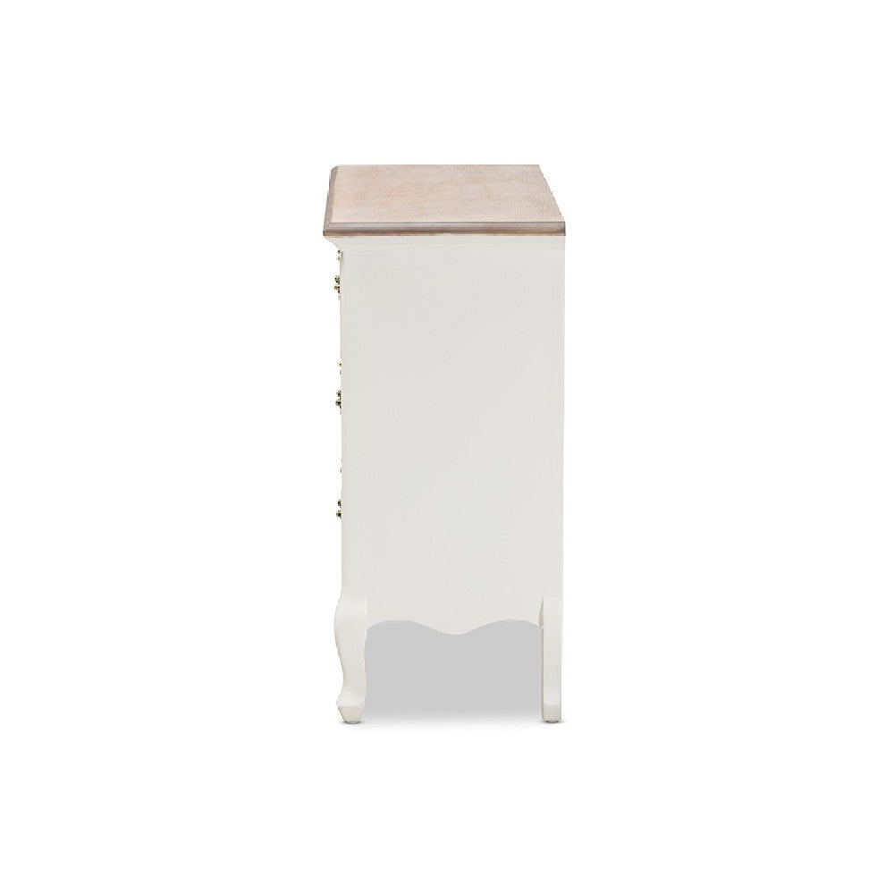 Baxton Studio Amalie Antique French Country Cottage Two-Tone White and Oak Finished 4-Drawer Accent Storage Cabinet