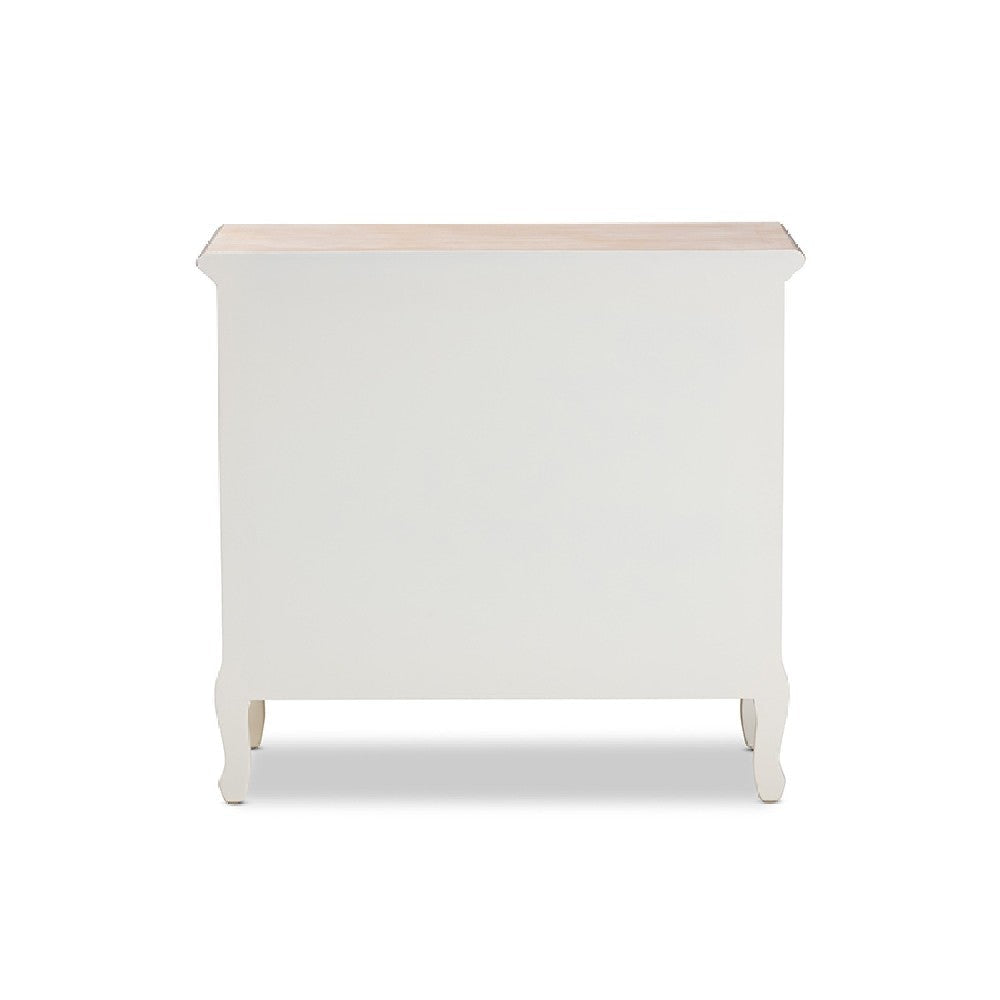 Baxton Studio Amalie Antique French Country Cottage Two-Tone White and Oak Finished 4-Drawer Accent Storage Cabinet