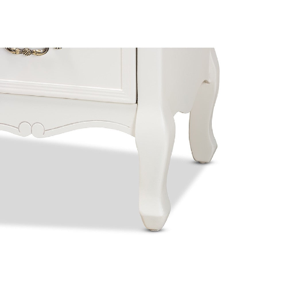 Baxton Studio Amalie Antique French Country Cottage Two-Tone White and Oak Finished 4-Drawer Accent Storage Cabinet