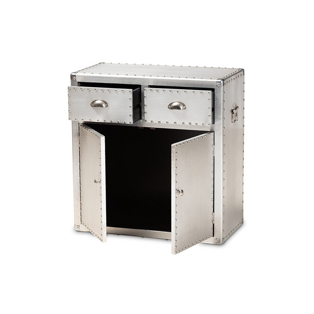 Baxton Studio Serge French Industrial Silver Metal 2-Door Accent Storage Cabinet WHI-JY17B162-Silver-Cabinet