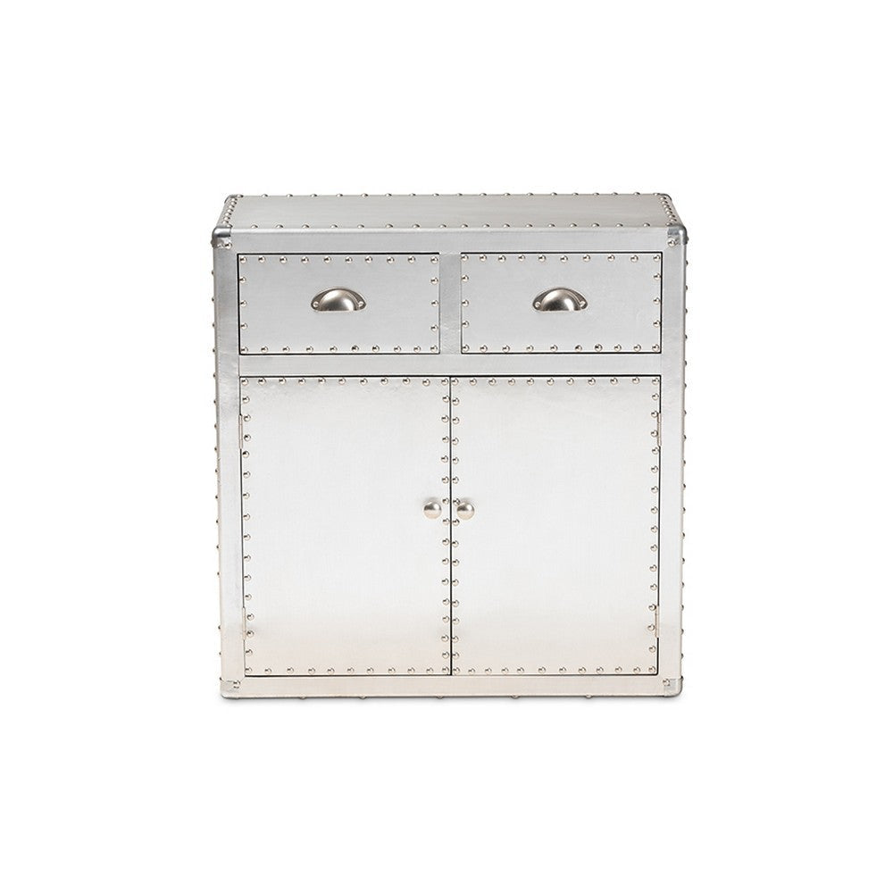 Baxton Studio Serge French Industrial Silver Metal 2-Door Accent Storage Cabinet WHI-JY17B162-Silver-Cabinet