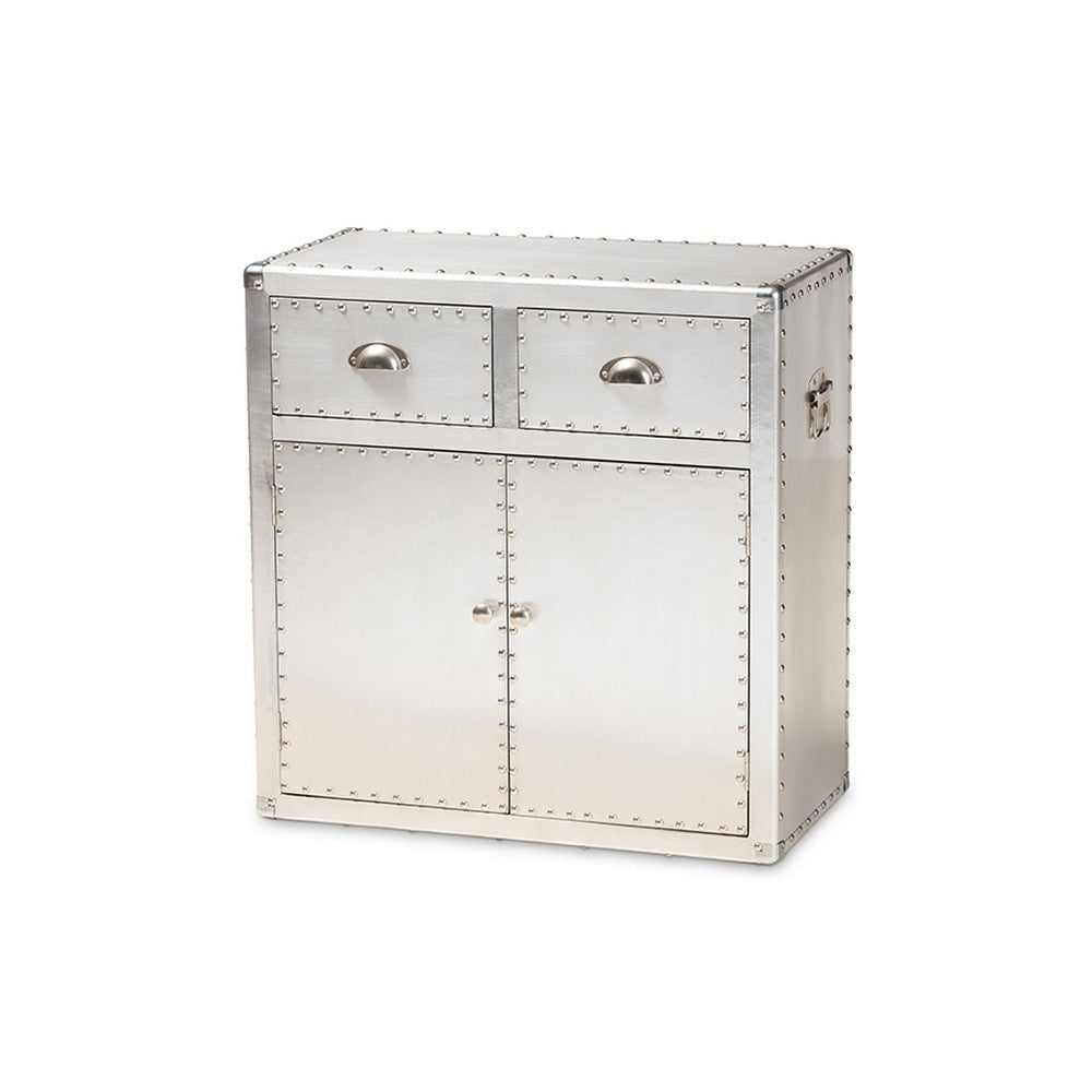 Baxton Studio Serge French Industrial Silver Metal 2-Door Accent Storage Cabinet WHI-JY17B162-Silver-Cabinet