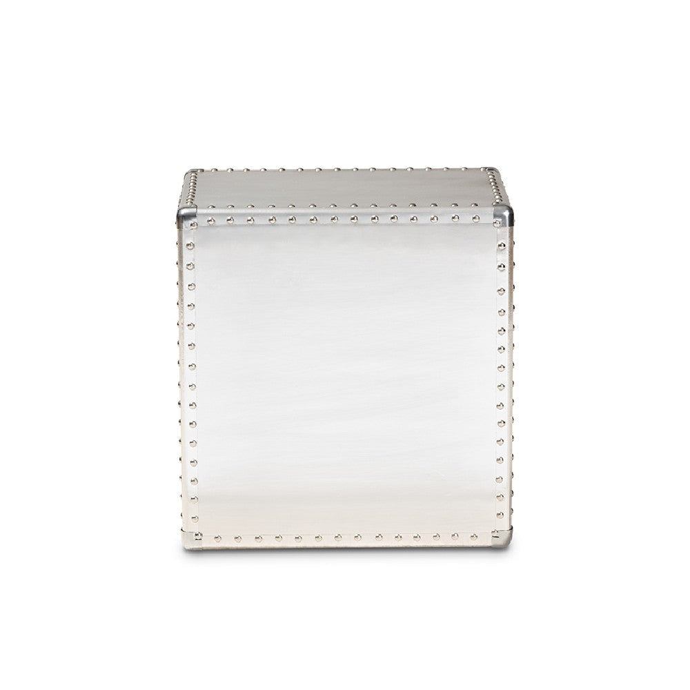 Baxton Studio Armel French Industrial Silver Metal 3-Drawer End Table WHI-JY17B163-Silver-ET