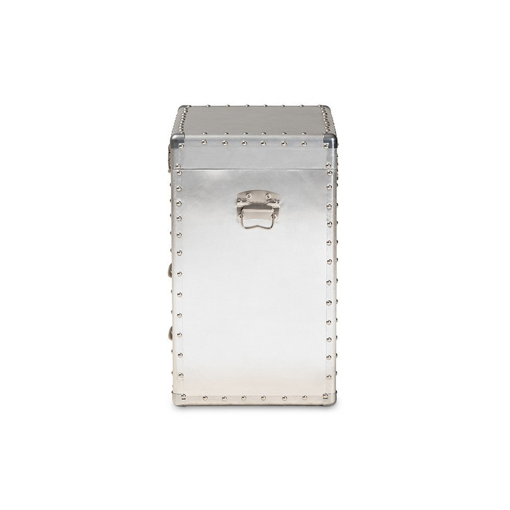 Baxton Studio Serge French Industrial Silver Metal 2-Drawer Accent Storage Cabinet WHI-JY17B165-Silver-Cabinet