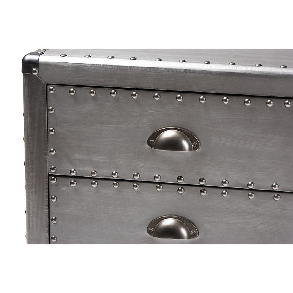 Baxton Studio Davet French Industrial Silver Metal 5-Drawer Accent Storage Cabinet WHI-JY17B167-Silver-Cabinet