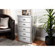 Baxton Studio Davet French Industrial Silver Metal 5-Drawer Accent Storage Cabinet WHI-JY17B167-Silver-Cabinet