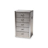Baxton Studio Davet French Industrial Silver Metal 5-Drawer Accent Storage Cabinet WHI-JY17B167-Silver-Cabinet