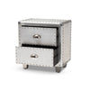 Baxton Studio Davet French Industrial Silver Metal 2-Drawer End Table WHI-JY17B170-Silver-ET
