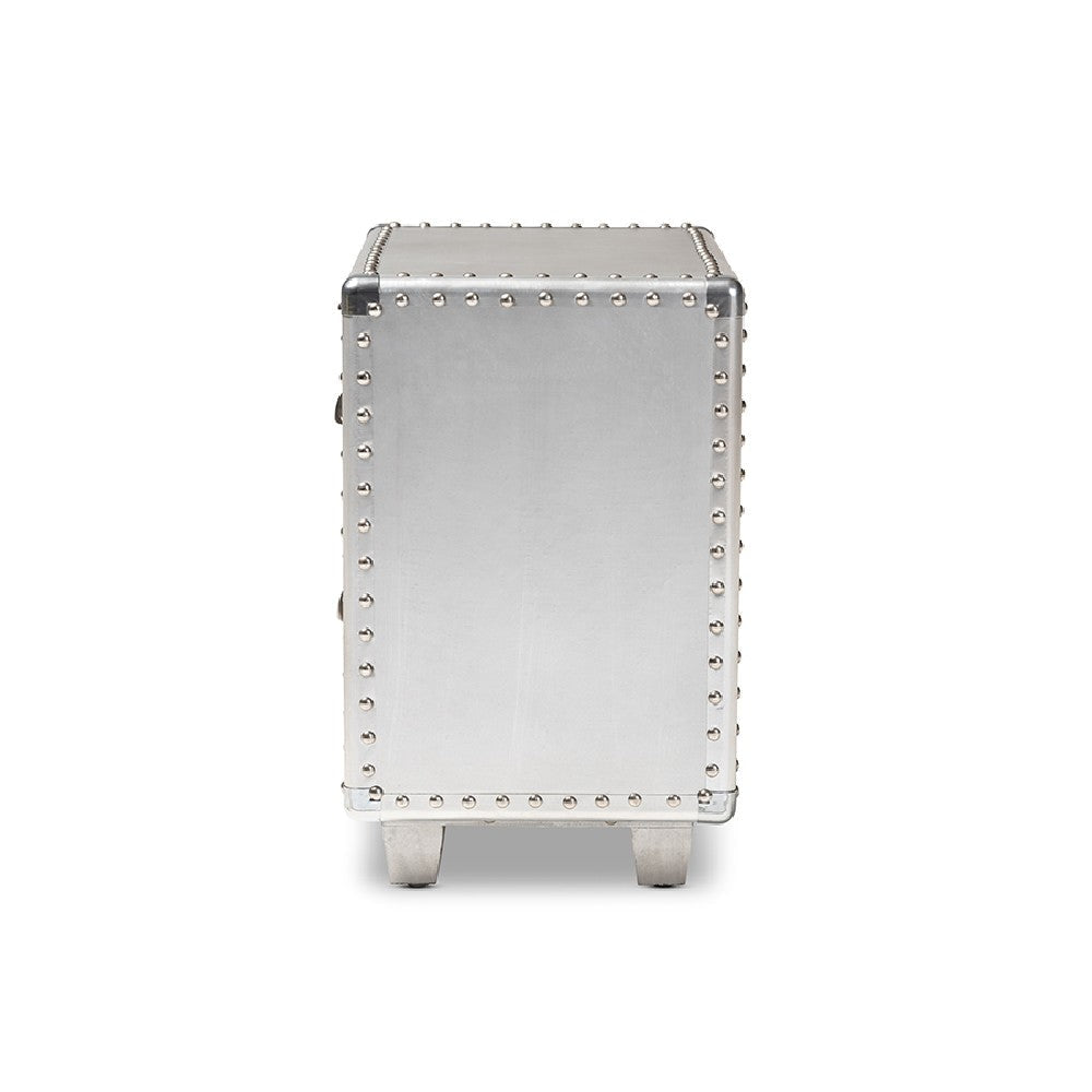 Baxton Studio Davet French Industrial Silver Metal 2-Drawer End Table WHI-JY17B170-Silver-ET