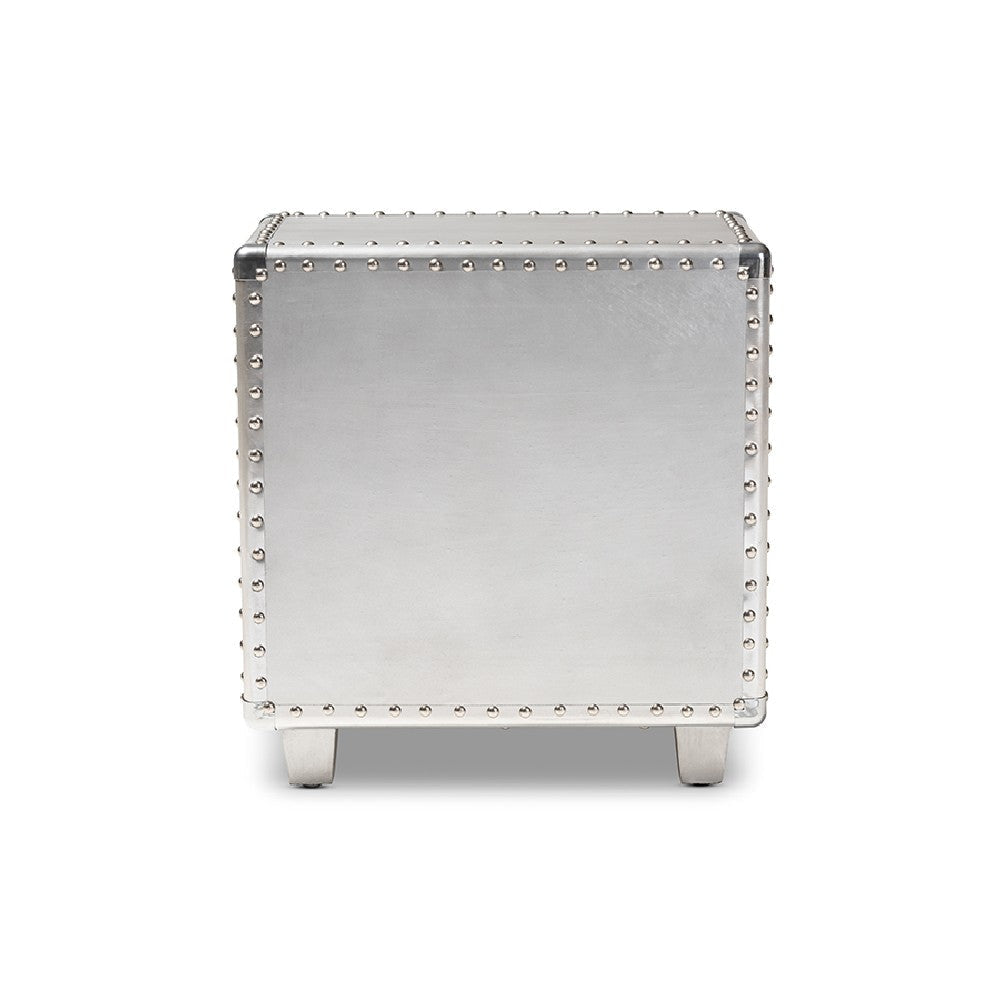 Baxton Studio Davet French Industrial Silver Metal 2-Drawer End Table WHI-JY17B170-Silver-ET