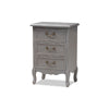 Baxton Studio Capucine Antique French Country Cottage Grey Finished Wood 3-Drawer End Table WHI-JY18A028-Grey-ET