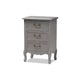 Baxton Studio Capucine Antique French Country Cottage Grey Finished Wood 3-Drawer End Table WHI-JY18A028-Grey-ET