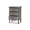 Baxton Studio Capucine Antique French Country Cottage Grey Finished Wood 3-Drawer End Table WHI-JY18A028-Grey-ET