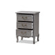 Baxton Studio Capucine Antique French Country Cottage Grey Finished Wood 3-Drawer End Table WHI-JY18A028-Grey-ET
