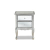 Baxton Studio Leonie Modern Transitional French Brushed Silver Finished Wood and Mirrored Glass 2-Drawer End Table WHI-JY18A035-Silver-ET