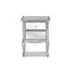 Baxton Studio Leonie Modern Transitional French Brushed Silver Finished Wood and Mirrored Glass 2-Drawer End Table WHI-JY18A035-Silver-ET
