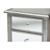 Baxton Studio Leonie Modern Transitional French Brushed Silver Finished Wood and Mirrored Glass 2-Drawer End Table WHI-JY18A035-Silver-ET