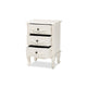 Baxton Studio Callen Classic and Traditional White Finished Wood 3-Drawer End Table WHI-JY18B018-White-3DW-ET