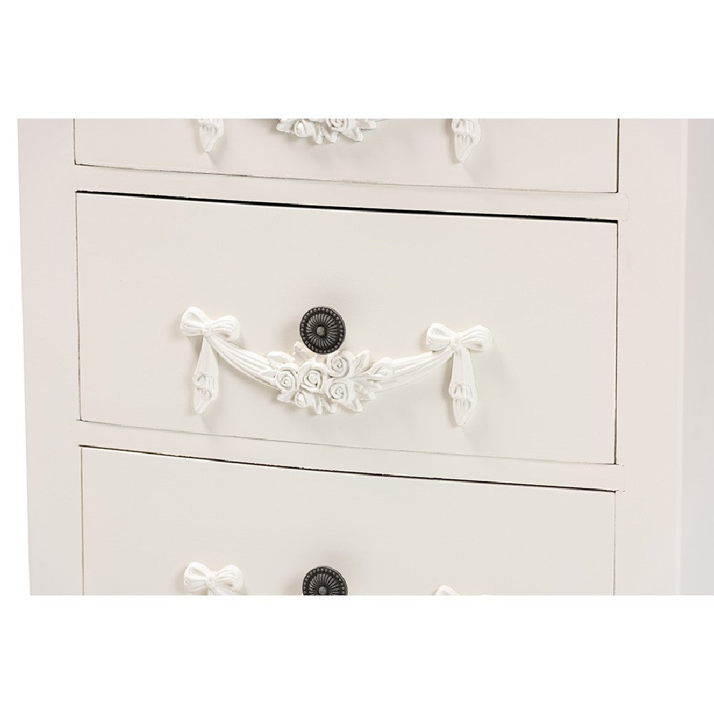 Baxton Studio Callen Classic and Traditional White Finished Wood 3-Drawer End Table WHI-JY18B018-White-3DW-ET