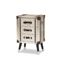 Baxton Studio Dilan Vintage Industrial Antique Silver Finished Metal Trunk Inspired 3-Drawer End Table WHI-JY19A109-Silver-ET