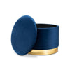 Baxton Studio Marisa Glam and Luxe Navy Blue Velvet Fabric Upholstered Gold Finished Storage Ottoman WHI-JY19A221-Navy-Gold-Otto