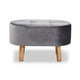 Baxton Studio Simone Mid-Century Modern Grey Velvet Fabric Upholstered Wood Ottoman WHI-JY19A222-Grey-Natural-Otto