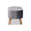 Baxton Studio Simone Mid-Century Modern Grey Velvet Fabric Upholstered Wood Ottoman WHI-JY19A222-Grey-Natural-Otto