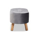 Baxton Studio Simone Mid-Century Modern Grey Velvet Fabric Upholstered Wood Ottoman WHI-JY19A222-Grey-Natural-Otto