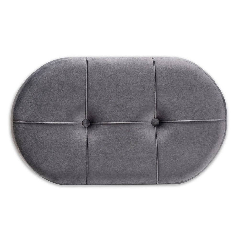 Baxton Studio Simone Mid-Century Modern Grey Velvet Fabric Upholstered Wood Ottoman WHI-JY19A222-Grey-Natural-Otto