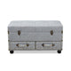 Baxton Studio Flynn Modern Transitional Grey Fabric Upholstered 2-Drawer Storage Trunk Ottoman WHI-JY19A416-Grey-Otto