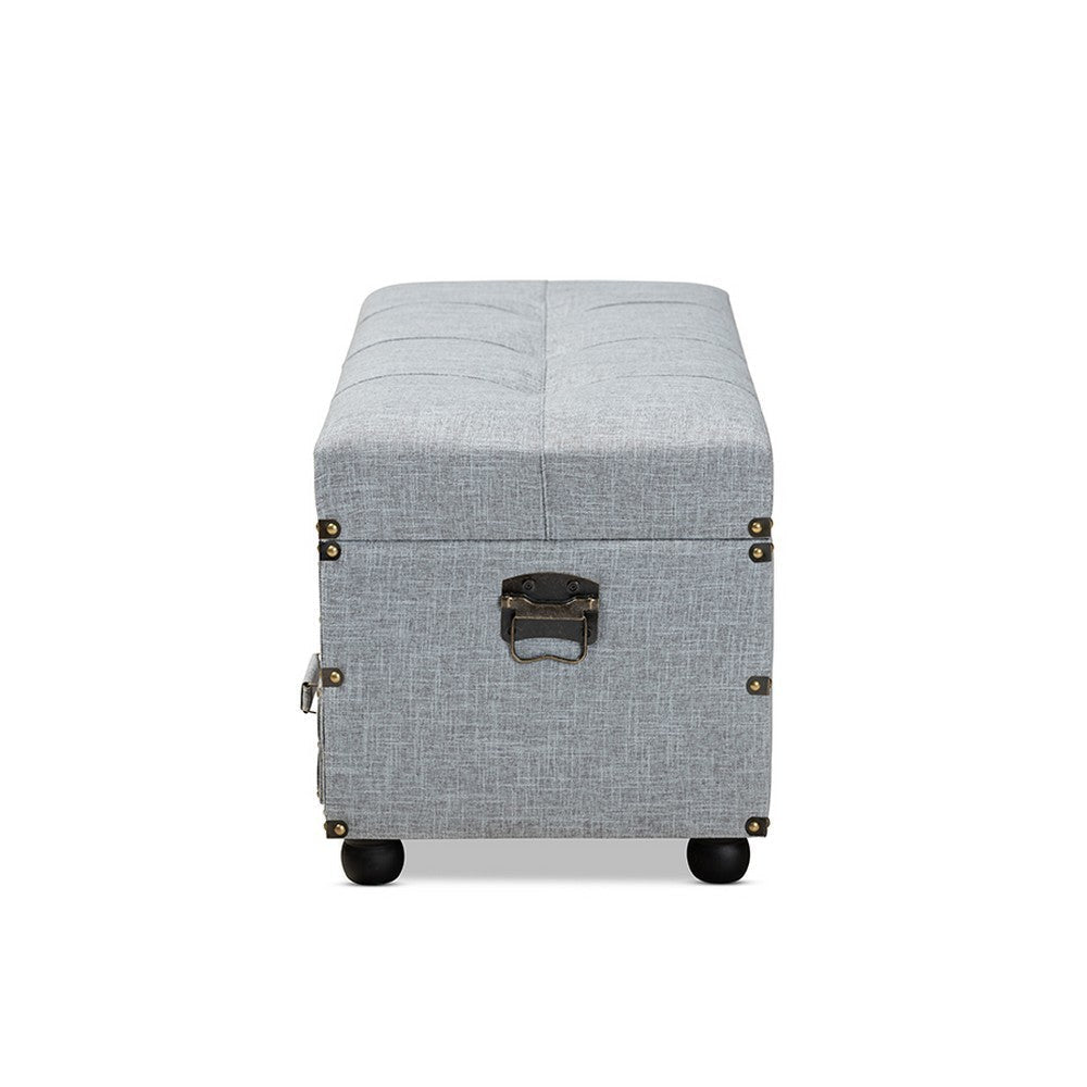 Baxton Studio Flynn Modern Transitional Grey Fabric Upholstered 2-Drawer Storage Trunk Ottoman WHI-JY19A416-Grey-Otto