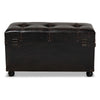 Baxton Studio Callum Modern Transitional Distressed Dark Brown Faux Leather Upholstered 2-Drawer Storage Trunk Ottoman