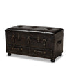 Baxton Studio Callum Modern Transitional Distressed Dark Brown Faux Leather Upholstered 2-Drawer Storage Trunk Ottoman