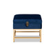 Baxton Studio Aliana Glam and Luxe Navy Blue Velvet Fabric Upholstered and Gold Finished Metal Small Storage Ottoman WHI-JY19B-051S-Navy