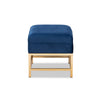 Baxton Studio Aliana Glam and Luxe Navy Blue Velvet Fabric Upholstered and Gold Finished Metal Small Storage Ottoman WHI-JY19B-051S-Navy