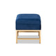 Baxton Studio Aliana Glam and Luxe Navy Blue Velvet Fabric Upholstered and Gold Finished Metal Small Storage Ottoman WHI-JY19B-051S-Navy