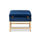 Baxton Studio Aliana Glam and Luxe Navy Blue Velvet Fabric Upholstered and Gold Finished Metal Small Storage Ottoman WHI-JY19B-051S-Navy