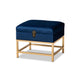Baxton Studio Aliana Glam and Luxe Navy Blue Velvet Fabric Upholstered and Gold Finished Metal Small Storage Ottoman WHI-JY19B-051S-Navy