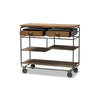 Baxton Studio Grant Vintage Rustic Industrial Oak Brown Finished Wood and Black Finished Metal 2-Drawer Kitchen Cart WHI-JY20A069-Oak-Cart