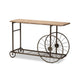 Baxton Studio Terence Vintage Rustic Industrial Natural Finished Wood and Black Finished Metal Wheeled Console Table