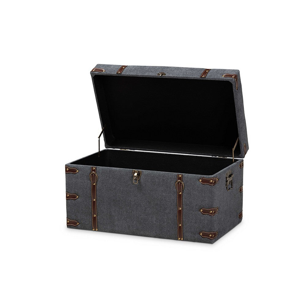 Baxton Studio Palma Modern and Contemporary Transitional Grey Fabric Upholstered Storage Trunk Ottoman WHI-JY20A10L-Grey-Trunk-Otto