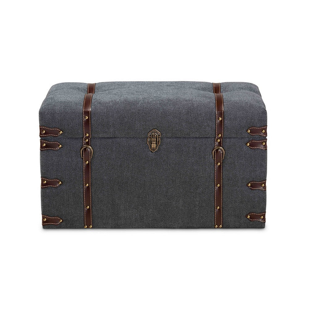 Baxton Studio Palma Modern and Contemporary Transitional Grey Fabric Upholstered Storage Trunk Ottoman WHI-JY20A10L-Grey-Trunk-Otto