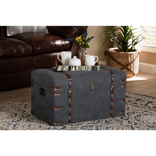 Baxton Studio Palma Modern and Contemporary Transitional Grey Fabric Upholstered Storage Trunk Ottoman
