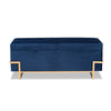 Baxton Studio Parker Glam and Luxe Navy Blue Velvet Upholstered and Gold Metal Finished Storage Ottoman
