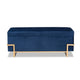 Baxton Studio Parker Glam and Luxe Navy Blue Velvet Upholstered and Gold Metal Finished Storage Ottoman