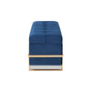 Baxton Studio Parker Glam and Luxe Navy Blue Velvet Upholstered and Gold Metal Finished Storage Ottoman