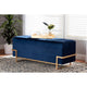 Baxton Studio Parker Glam and Luxe Navy Blue Velvet Upholstered and Gold Metal Finished Storage Ottoman