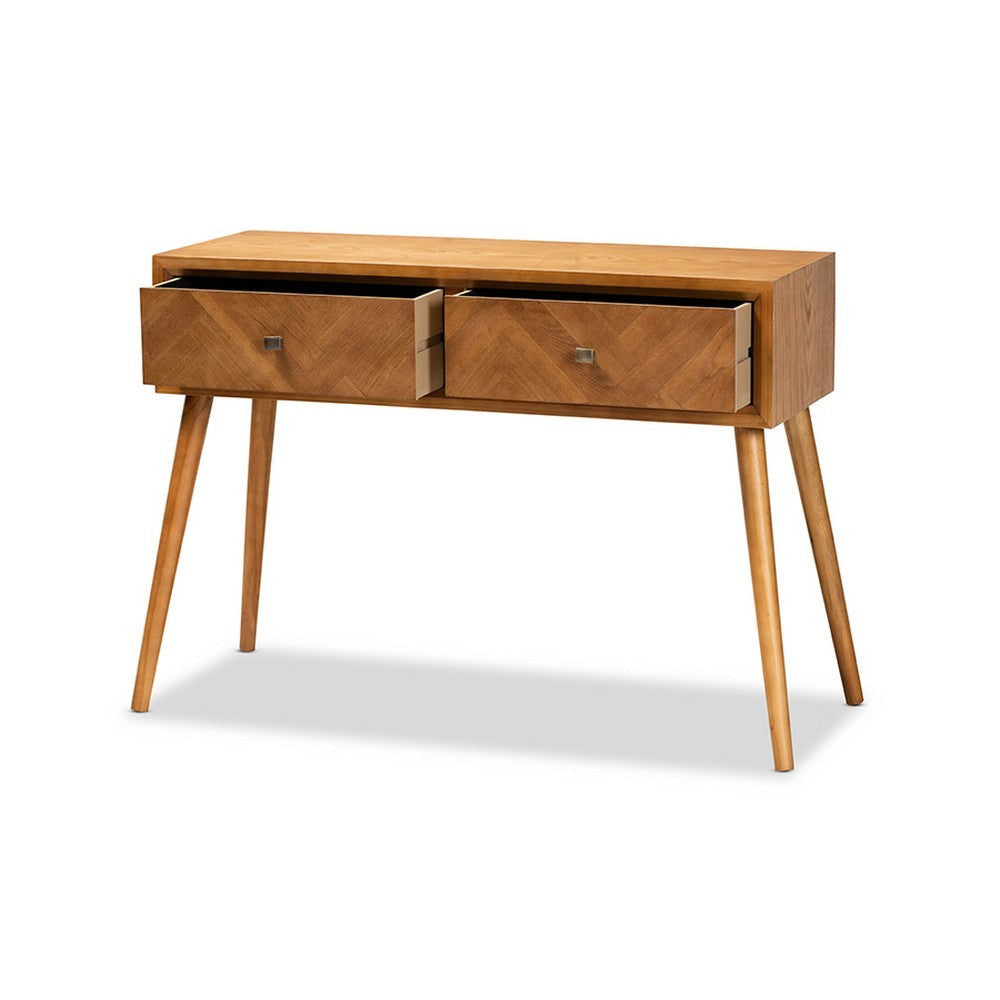 Baxton Studio Mae Mid-Century Modern Natural Brown Finished Wood 2-Drawer Console Table WHI-JY20A151-Console