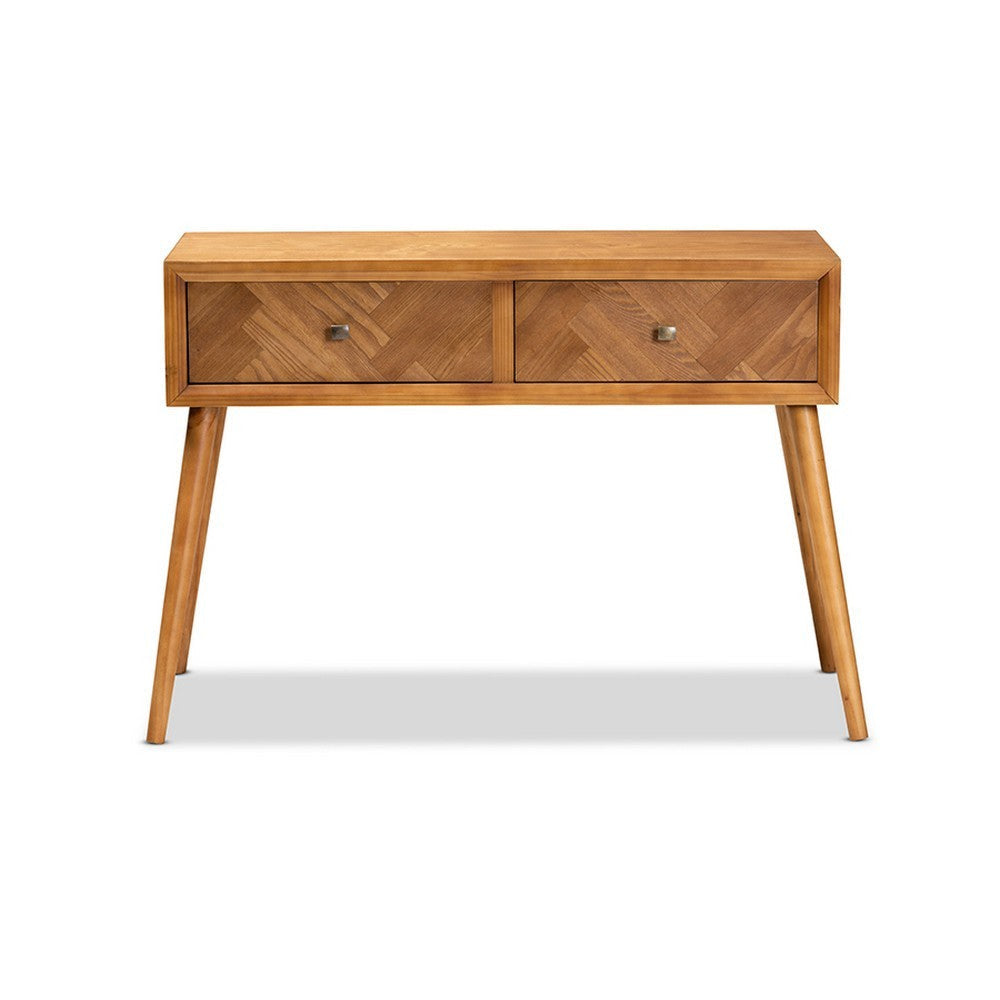 Baxton Studio Mae Mid-Century Modern Natural Brown Finished Wood 2-Drawer Console Table WHI-JY20A151-Console