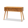 Baxton Studio Mae Mid-Century Modern Natural Brown Finished Wood 2-Drawer Console Table WHI-JY20A151-Console